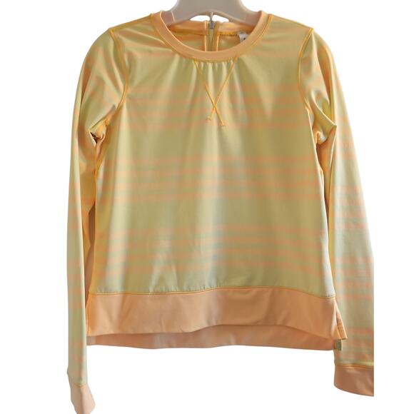 Lululemon Warm Up Crew Womens 4 Running Striped Yellow Yoga Activewear Long Slve - Picture 5 of 16